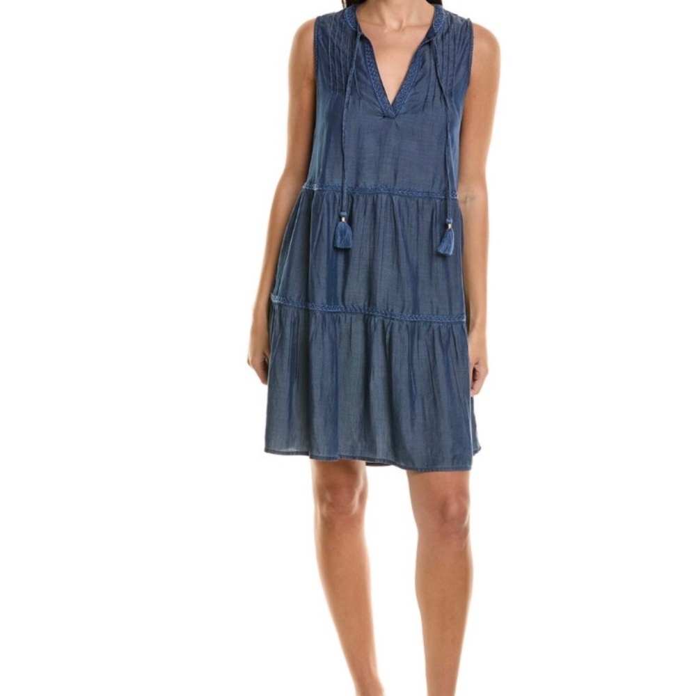 NWT Tommy Bahama Chambray Split-Neck Coverup Dress Womens Size M Sleeveless